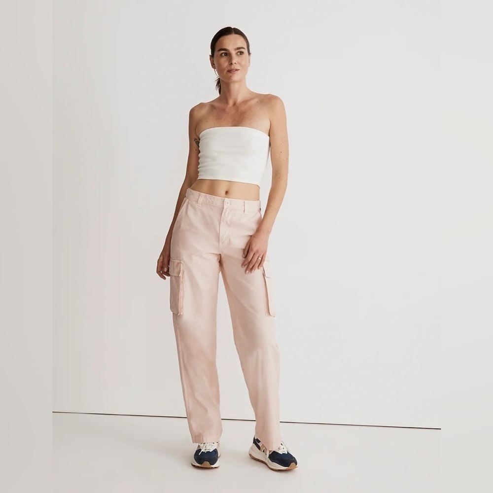 Madewell Garment-Dyed Low-Slung Straight Cargo Pants in Faded Petal